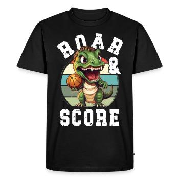 Basketball Dino T-Rex Player Sports Comic Cartoon - T-shirt Premium bio Homme - noir - Devant - Nico (187cm)