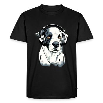 Rexo the audiophile dog - Men's Premium Organic T-Shirt - black - Front - Nico (187cm)