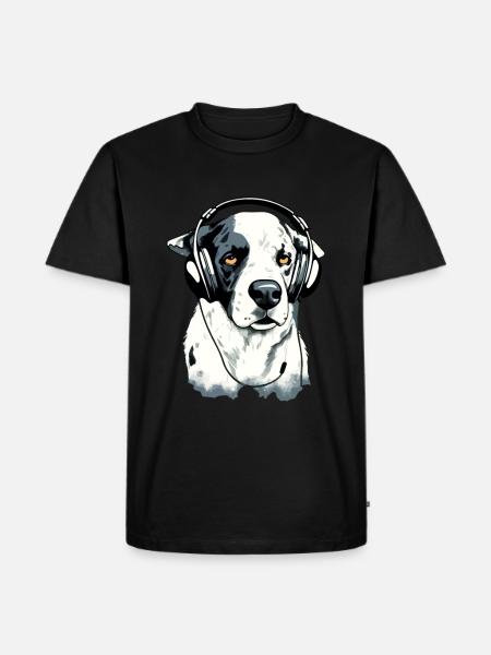 Rexo, der audiophile Hund - Männer Premium Bio T-Shirt - Schwarz