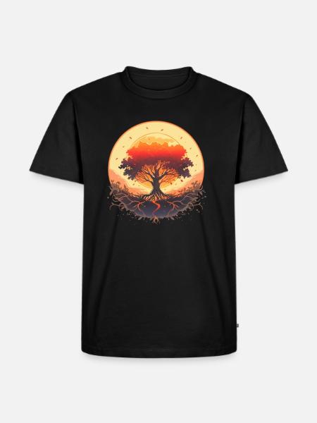 Træ af livscyklus for fødsel og vækst - Herre Premium økologisk T-shirt - sort