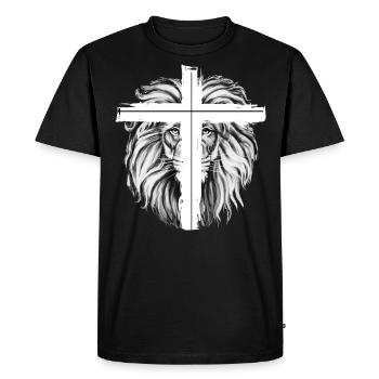 Croix du Lion - T-shirt Premium bio Homme - noir - Devant - Nico (187cm)