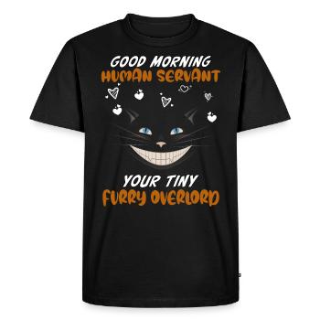 Good morning, human servant funny cat - Men's Premium Organic T-Shirt - black - Front - Nico (187cm)