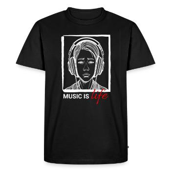 La musique, c’est la vie - Design pour les mélomanes - T-shirt Premium bio Homme - noir - Devant - Nico (187cm)