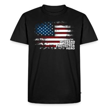 États-Unis Mari Papa Protecteur Héros - T-shirt Premium bio Homme - noir - Devant - Nico (187cm)