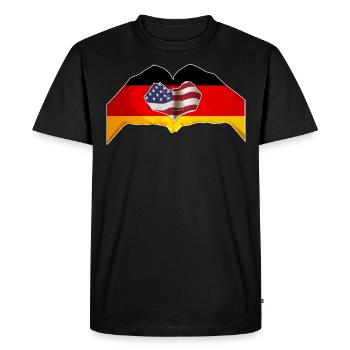 USA Allemagne Coeur - Conception de la double nationalité - T-shirt Premium bio Homme - noir - Devant - Nico (187cm)