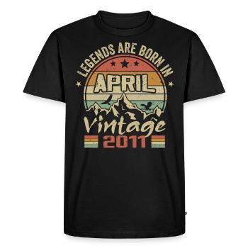 Né En Avril 2011 Vintage - Cadeau Avril 2011 - T-shirt Premium bio Homme - noir - Devant - Nico (187cm)