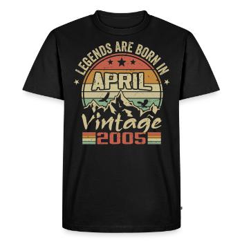 Né En Avril 2005 Vintage - Cadeau Avril 2005 - T-shirt Premium bio Homme - noir - Devant - Nico (187cm)