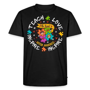Autism Awareness Teacher Teach Hope Love Inspire - Men's Premium Organic T-Shirt - black - Front - Nico (187cm)