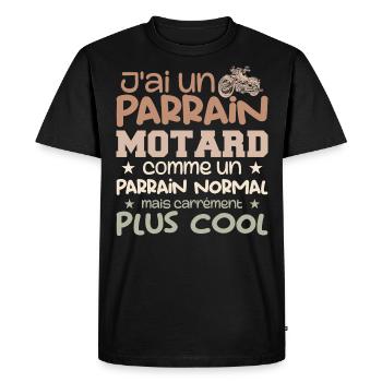 J'ai Un Parrain Motard, Cadeau Parrain Motard Moto - T-shirt Premium bio Homme - noir - Devant - Nico (187cm)