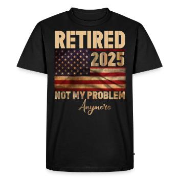 Retraité 2025 - plus mon problème - T-shirt Premium bio Homme - noir - Devant - Nico (187cm)