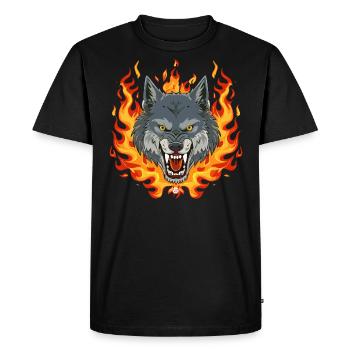 02 Flammes de Wolf Fire - T-shirt Premium bio Homme - noir - Devant - Nico (187cm)