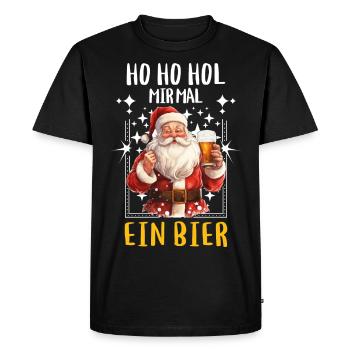 Christmas Claus Beer Drinking Alcohol - Men's Premium Organic T-Shirt - black - Front - Nico (187cm)