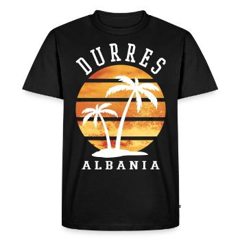 Durres Durresi Albania Summer Palm Trees Beach Sea - Men's Premium Organic T-Shirt - black - Front - Nico (187cm)