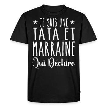 Je Suis Une Tata et Marraine Qui Déchire - T-shirt Premium bio Homme - noir - Devant - Nico (187cm)