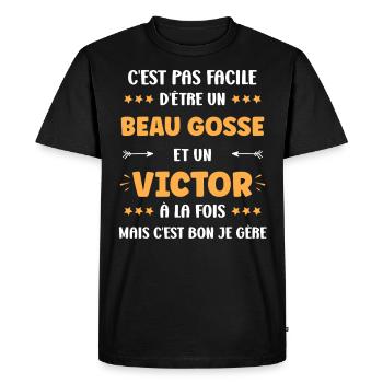 Victor - T-shirt Premium bio Homme - noir - Devant - Nico (187cm)