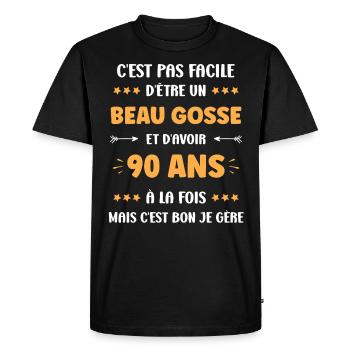 90 ANS - T-shirt Premium bio Homme - noir - Devant - Nico (187cm)