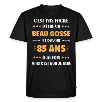 85 ANS - T-shirt Premium bio Homme - noir - Devant - Nico (187cm)