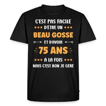 75 ANS - T-shirt Premium bio Homme - noir - Devant - Nico (187cm)