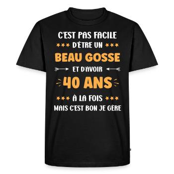 40 ANS - T-shirt Premium bio Homme - noir - Devant - Nico (187cm)