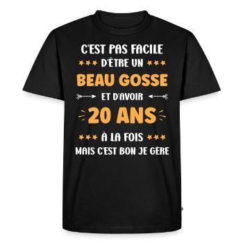 20 ANS - T-shirt Premium bio Homme - noir - Devant - Nico (187cm)