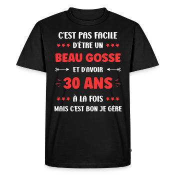30 ANS - T-shirt Premium bio Homme - noir - Devant - Nico (187cm)