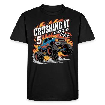 Monster Truck du 5e anniversaire – L’écraser 2020 - T-shirt Premium bio Homme - noir - Devant - Nico (187cm)
