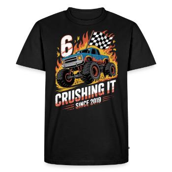 6e anniversaire Monster Truck – L’écraser 2019 - T-shirt Premium bio Homme - noir - Devant - Nico (187cm)