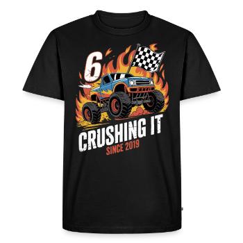 6e anniversaire Monster Truck – L’écraser 2019 - T-shirt Premium bio Homme - noir - Devant - Nico (187cm)