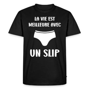 Slip - T-shirt Premium bio Homme - noir - Devant - Nico (187cm)