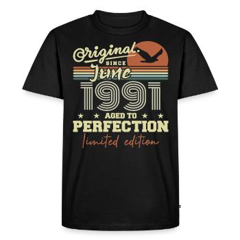 Born in June 1991, June 1991, Born June 1991 June 1991 - Men's Premium Organic T-Shirt - black - Front - Nico (187cm)