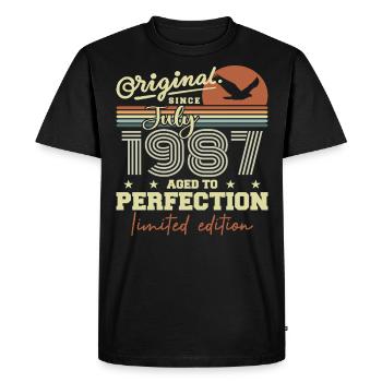 July 1987 Retro Birthday Born In July 1987 - Men's Premium Organic T-Shirt - black - Front - Nico (187cm)