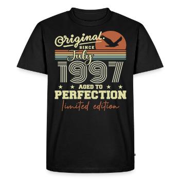 Juillet 1997 Anniversaire Rétro Né en Juillet 1997 - T-shirt Premium bio Homme - noir - Devant - Nico (187cm)