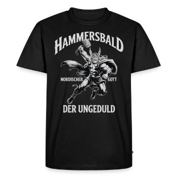 Hammersbald – Dieu nordique de l’impatience - T-shirt Premium bio Homme - noir - Devant - Nico (187cm)