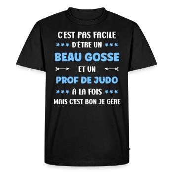 Prof de judo - T-shirt Premium bio Homme - noir - Devant - Nico (187cm)