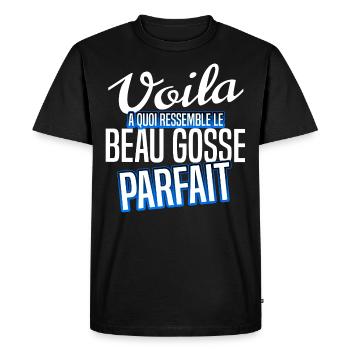 beau gosse - T-shirt Premium bio Homme - noir - Devant - Nico (187cm)