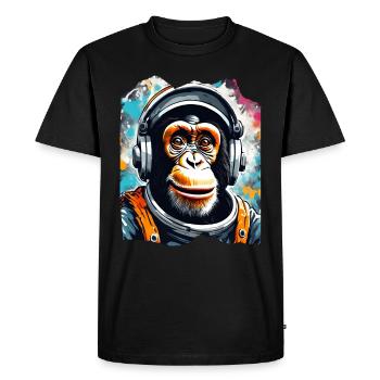 Chimpanzé astronaute avec des écouteurs - T-shirt Premium bio Homme - noir - Devant - Nico (187cm)