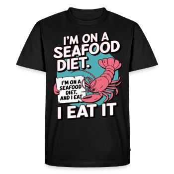 I'm on a Seafood Diet Funny Lobster Design - Men's Premium Organic T-Shirt - black - Front - Nico (187cm)