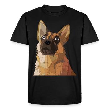 Geometric German Shepherd Dog Art - Men's Premium Organic T-Shirt - black - Front - Nico (187cm)