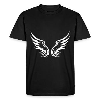 Silhouette de symbole d’ailes - T-shirt Premium bio Homme - noir - Devant - Nico (187cm)