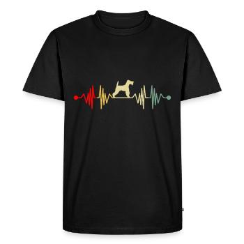 Wirehair Fox Terrier Heartbeat Retro - Men's Premium Organic T-Shirt - black - Front - Nico (187cm)