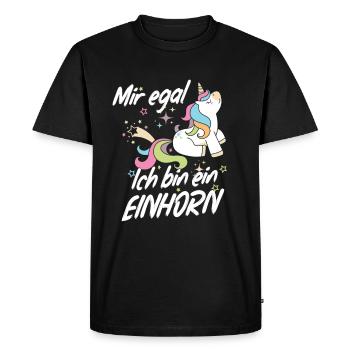Mir Egal Ich Bin Ein Einhorn Fabelwesen, Geschenk - Männer Premium Bio T-Shirt - Schwarz - Vorne - Nico (187cm)