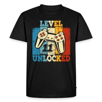 Birthday 11 Official Teens Young Level 11 - Men's Premium Organic T-Shirt - black - Front - Nico (187cm)