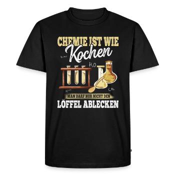 Chemie Ist Wie Kochen , nur nicht den Löffel - Männer Premium Bio T-Shirt - Schwarz - Vorne - Nico (187cm)