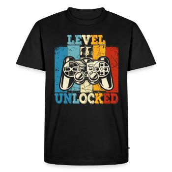 Kids Level 11 Unlocked Birthday Shirt Gamer - Men's Premium Organic T-Shirt - black - Front - Nico (187cm)