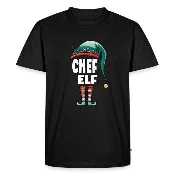 Chef Elf Partner Look Family Outfit - Men's Premium Organic T-Shirt - black - Front - Nico (187cm)
