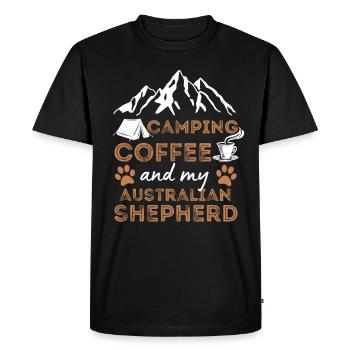Australian Shepherd Coffee Camping Dog Cafe - Men's Premium Organic T-Shirt - black - Front - Nico (187cm)