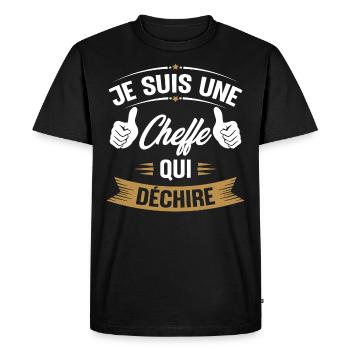 Je suis une cheffe qui déchire - T-shirt Premium bio Homme - noir - Devant - Nico (187cm)