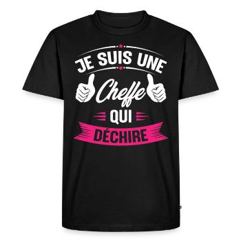 Je suis une cheffe qui déchire - T-shirt Premium bio Homme - noir - Devant - Nico (187cm)