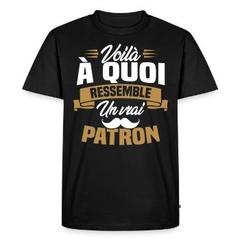Voilà à quoi ressemble un vrai patron - T-shirt Premium bio Homme - noir - Devant - Nico (187cm)