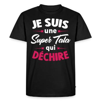 Je suis une Super Tata qui déchire - T-shirt Premium bio Homme - noir - Devant - Nico (187cm)